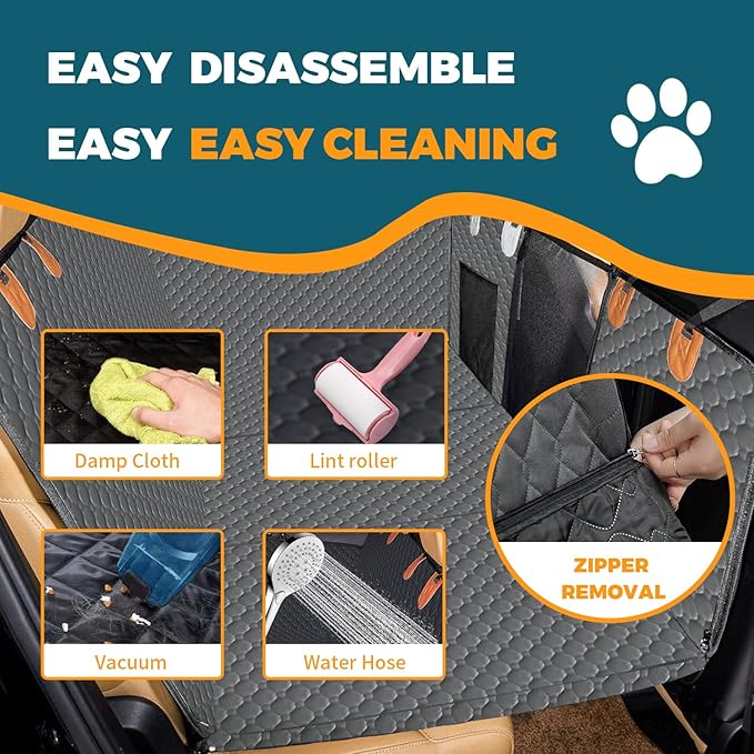 Dog Car Seat Cover for Back Seat Hard Bottom Heavy Seat Extender for Dogs