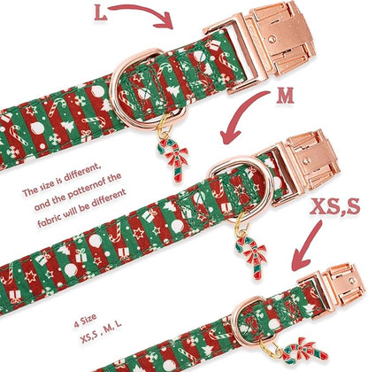 Faygarsle Red Green Dog Collar Christmas Design