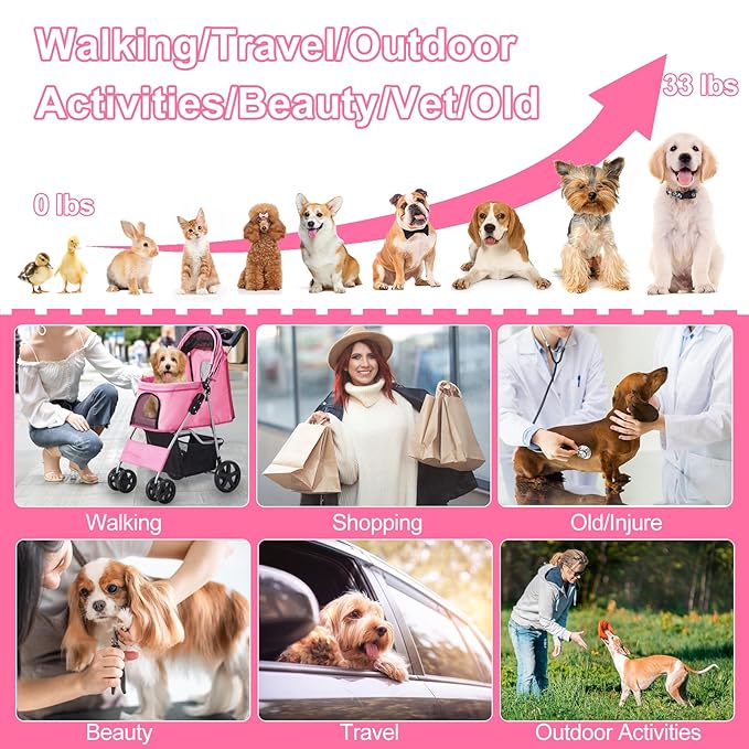 Pet Stroller 4 Wheel,