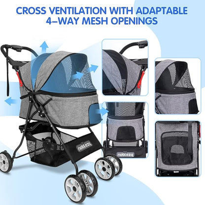 Nobleza Pet Stroller 4 Wheels 33 lbs