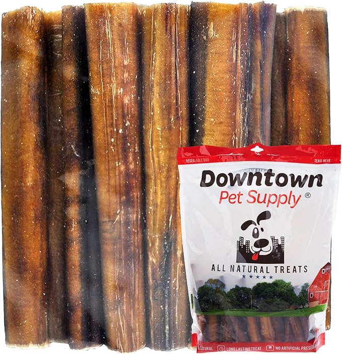 Downtown Pet Supply USA Sourced 6", 1 Lb. Jumbo Bully Sticks for Large Dogs - Rawhide Free Dog Chews Long Lasting and Non-Splintering - Single Ingredient, Low Odor Bully Sticks for Medium Dogs