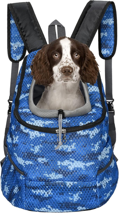 Mile High Life | Hiking Outdoor Pet Carrier Backpack | Kitty Puppy Cat Carrier | Dog Carrier for Small Dogs | Dog Backpack w Breathable Mesh with Soft Padding(Camouflage Blue, Small (Pack of 1))