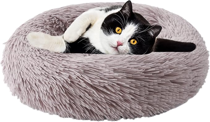 Aurako Cat Bed Dog Bed Round Cushion Pet 20" Taupe
