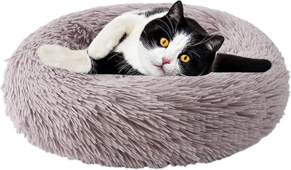 Aurako Cat Bed Dog Bed Round Cushion Pet 20" Taupe