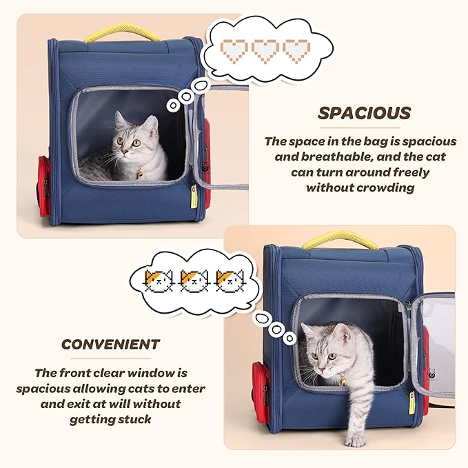 Cat Backpack Breathable Pet Carrier for Cats and Small Dogs, Dark Powder Blue