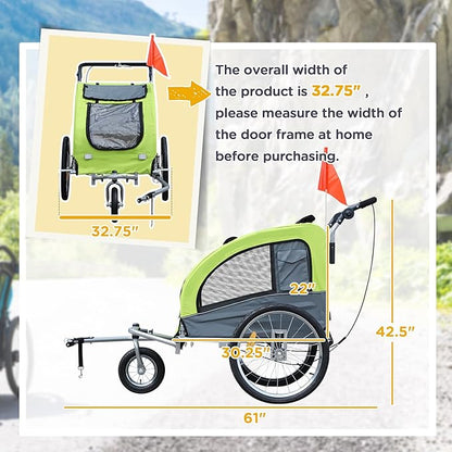 Aosom Dog Bike Trailer 2-in-1 Pet Stroller