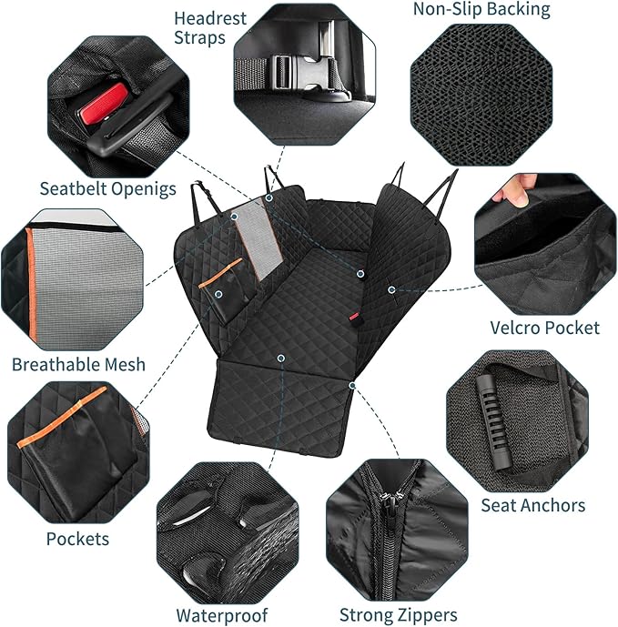 AKEfit Dog car seat Cover pet car seat Cover Dog Hammock for carHeavy Duty Oxford Cloth is Waterproof