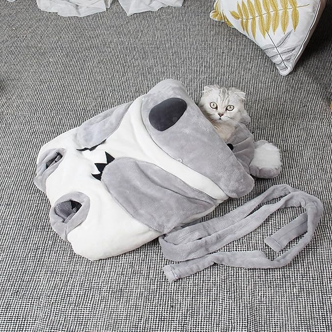 FLAdorepet Cat Carrier Front Bag Backpack Hands-Free Shoulder Carrier Legs Out,Funny Koala Small Dog Sleeping Bag Bed,Soft Fleece Funny Koala Pet Apron Costume (One Size(for pet under 12LBS), Grey)