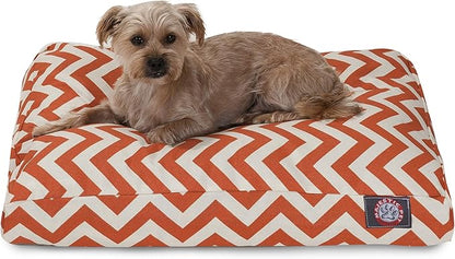 Burnt Orange Chevron Small Rectangle Indoor Outdoor Pet Dog Bed With Removable Washable Cover By Majestic Pet Products