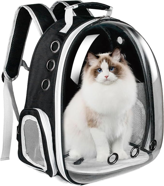 Cat Backpack, Airline Approved Bubble Carrying Bag for Small Medium Dogs Cats, Space Capsule Pet Carrier Dog Hiking Backpack Travel Carrier(Black)