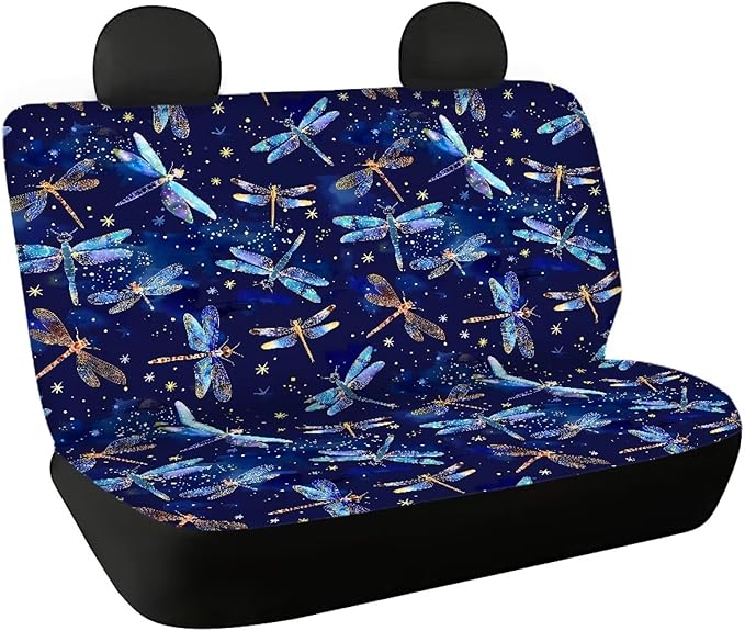 AFPANQZ Dragonfly Design Car Seat Cover for Rear Bench Seats Polyester Fabric Protects Against Dirt Pet Fur Dog Hair