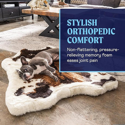 PupRug Orthopedic Dog Bed for Large Dogs with Fluffy Soft Faux Fur and Memory Foam for Joint Pain Relief