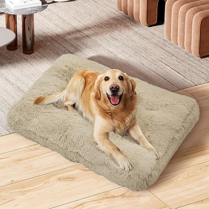 MoNiBloom 40.5"x32.5"x5.5" Dog Beds for Large Size Dogs Machine-Washable Long Plush Pet Beds Warming Cozy Soft Bed for Dogs and Cat