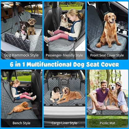 URPOWER 6-in-1 Dog Car Seat Cover for Back Seat 40/60 Split