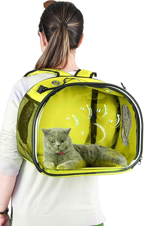 Pet Carrier Backpack, cat Carrier Bag, cat Dog Carrier Bag, Bird Carrier Bag, Backpack Carrier with Foldable Shoulder Strap, Designed for Cats and Puppies, Airline Approved, Travel, Hiking (Yellow)