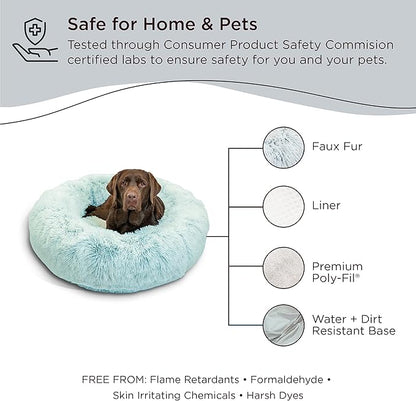 Best Friends by Sheri The Original Calming Donut Cat and Dog Bed in Shag Fur Baby Blue 36"
