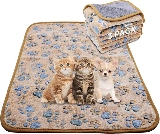 1 Pack 3 Waterproof Dog Blanket for Small Dogs, Washable Pet Blankets with Double -Sided Soft Warm Flannel Fleece Cover, Puppy Pads for Dog Bed & Couch, S (23X16 inch)