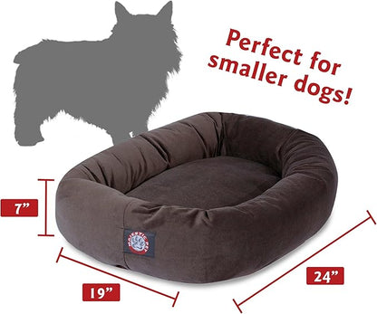 Majestic Pet 24 Inch Suede Calming Dog Bed Washable – Cozy Soft Round Dog Bed with Spine Support for Dogs to Rest their Head 24x19x7 (Inch)