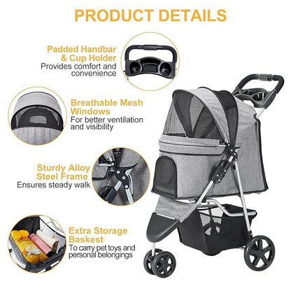Pet Stroller 3 Wheel,