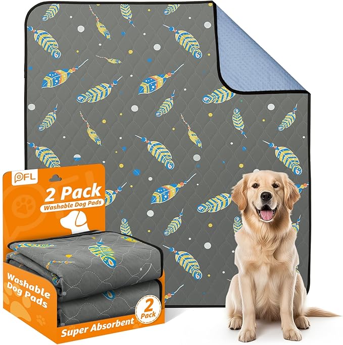 Washable Pee Pads for Dogs: 2 Pack Reusable Pee Pads for Dogs Floor,Playpen,Crate,Couch,18x24 Inch