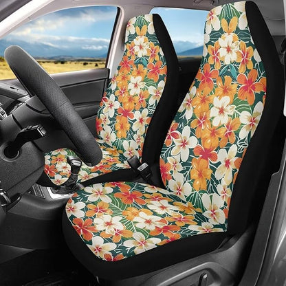 UNICEU Hawaiian Hibiscus Automotive Seat Covers 2Pcs Car