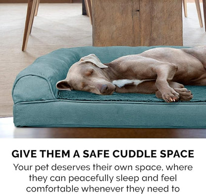 Furhaven Memory Foam Dog Bed for Large/Medium Dogs w/ Removable Bolsters & Washable Cover 55 lbs