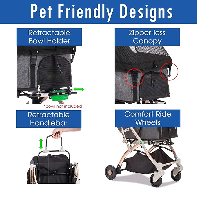 HPZ Pet Rover Lite Premium Light-Weight Dog/Cat/Pet Stroller Entry/1-Hand Quick 2nd-Gen.)