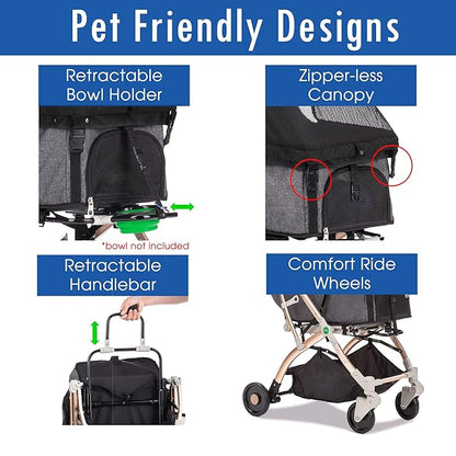 HPZ Pet Rover Lite Premium Light-Weight Dog/Cat/Pet Stroller Entry/1-Hand Quick 2nd-Gen.)