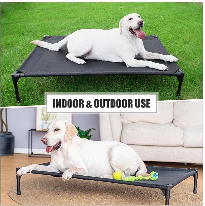 XL Elevated Dog Bed for Large Dogs, Extra Raised Dog Cot Beds, Heavy Duty Pet Cots with Durable Supportive Teslin Recyclable Mesh, Indoor & Outdoor Pet Bed