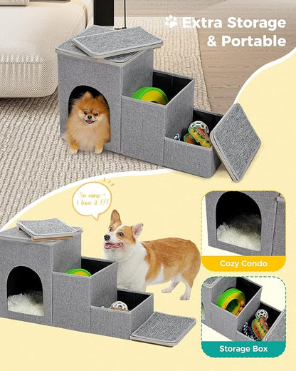 PETEPELA Cat Dog Stairs for Bed 120 lbs] 3-Step to