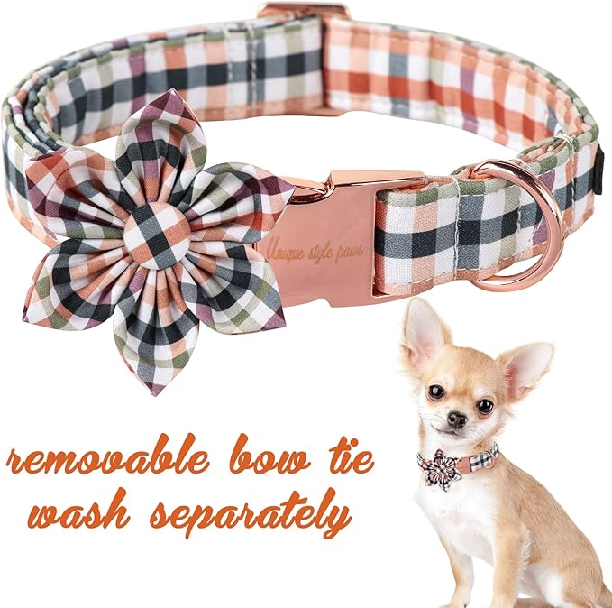 Unique Style Paws Cotton Dog Collar with Bow