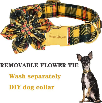 Unique style paws Dog Collar with Flower Tie