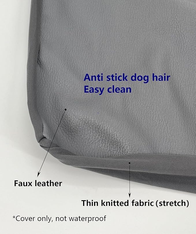 Grey Faux Leather Dog Bed Cover Not Waterproof Hair Resistant 20 x 15 Inch