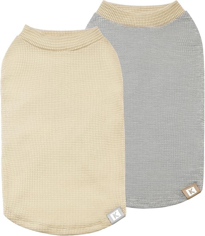 KYEESE 2Pack Dog T Shirts Waffle Stretchy Dog T-Shirts Lightweight Dog Tank Top Sleeveless Dog Vest