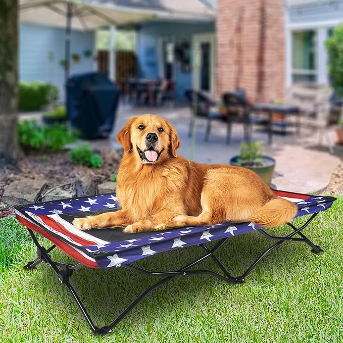 Folding Outdoor Raised Elevated Cooling Dog Cot Beds for Large Dogs 47 Inches