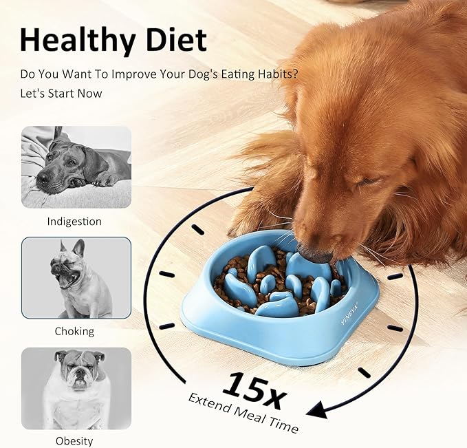 2Pcs Slow Feeder Dog Bowls Large Breed, Dog Slow Feeder Bowl, Dog Food Bowls Slow Feeder, Dog Bowl Slow Feeder, Dog Bowl That Slow Down Eating, Puzzle Dog Food Bowls, Slow Eating Dog Bowl