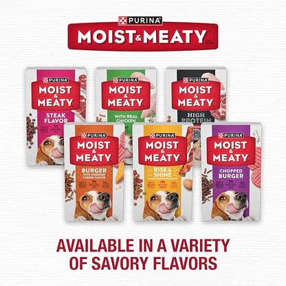 Purina Moist and Meaty Burger With Cheddar Cheese Flavor Dry Soft Dog Food Pouches - 36 ct. Pouch