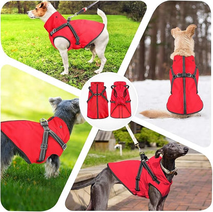 Mosucoirl Dog Raincoat Waterproof Dog Hoodie Reflective Dog Raincoat Hooded Adjustable Rain Jacket for Small Medium Large Dogs Puppies (Red, L)