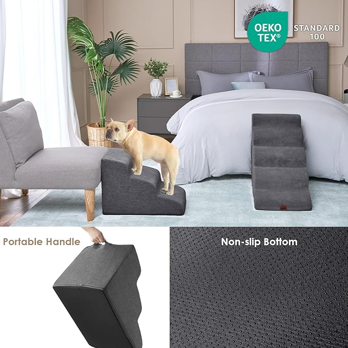 EHEYCIGA Curved Dog Stairs for High Beds 22.6" H 5-Step Dog