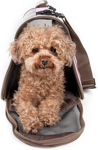 PET LIFE 'Easy Folding' Zippered Folding Collapsible Wire Framed Lightweight Pet Dog Crate Carrier, Medium, Khaki