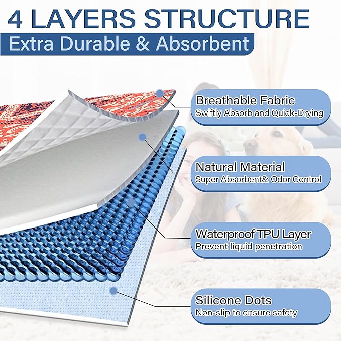 Washable Pee Pads for Dogs- 2 Packs Super 100% Waterproof 48''x48''