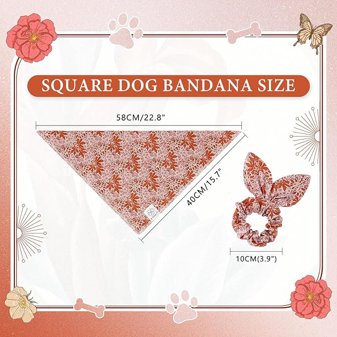 E-Clover Fall Dog Bandana & Matching Scrunchie-Leaves Dog