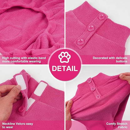 cyeollo Dog Pajamas for Small Dogs Fleece Dog Onesie Pjs Jumpsuit Thermal Stretchable Pet Apparel Warm Coat for Dogs Girls