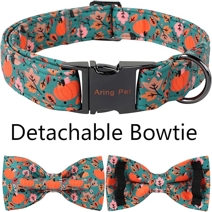 ARING PET Halloween Dog Collar-Cute Green Pumpkin Dog Collar with Bow