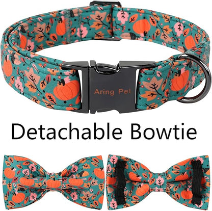 ARING PET Halloween Dog Collar-Cute Green Pumpkin Dog Collar with Bow