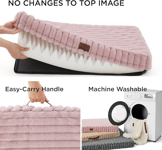 Bedsure Orthopedic Dog Bed for Medium Dogs (30x20, Blush