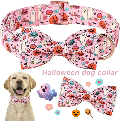 ARING PET Halloween Dog Collar-Cute Pink Dog Collar with Bow