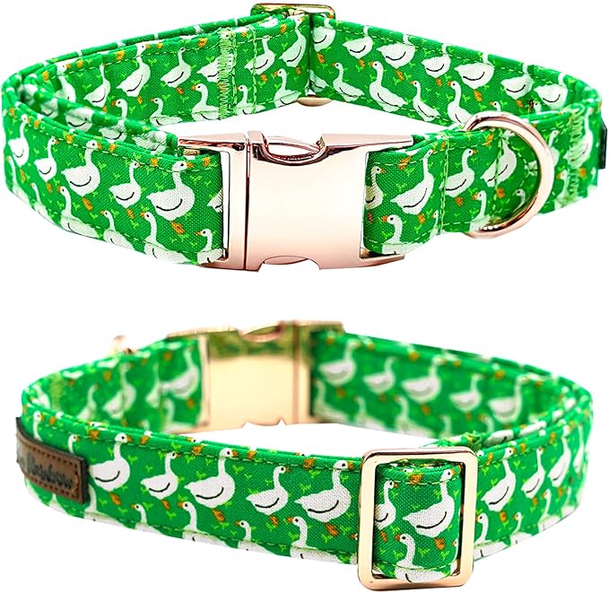 Summer Dog Collar, Animal Print Pet Collar Durable Metal Collar Dog Cute Green Boy Dog Collars Adjustable Dog Collar for Small Medium Large Dogs