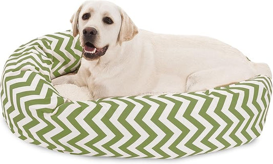 40 inch Sage Chevron Sherpa Bagel Dog Bed