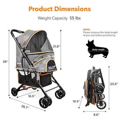 Dog Stroller for Small Medium Dogs and Cats 30LBS Puppies
